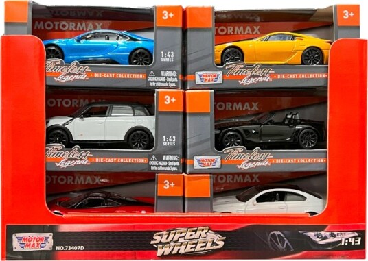 MotorMax Super Wheels Die-Cast 1:43 Lekebil assortert