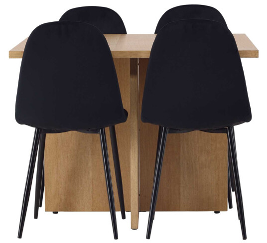 Venture Design Leo & Polar spisegruppe Svart/natur 4 stoler & bord 100 x 100 cm