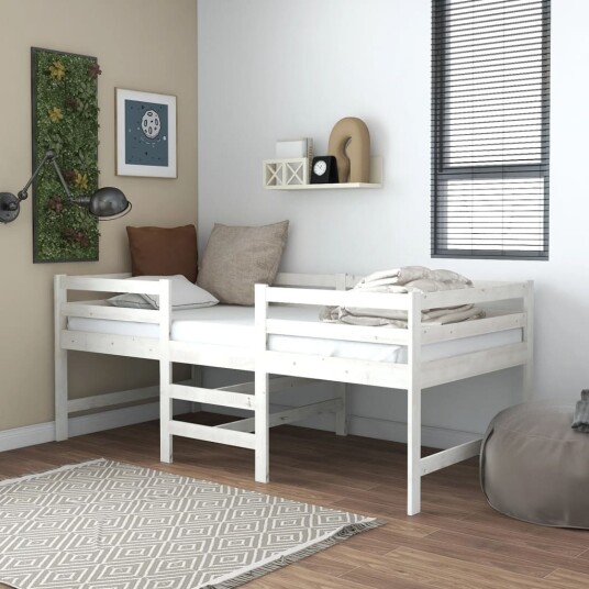 vidaXL Sengeramme hvit 90x200 cm heltre furu