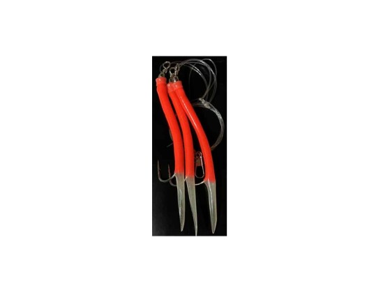 Kroksett med 3 røde gummimakk - #8/0