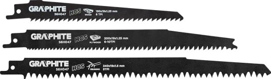 Graphite 56H047 Bajonettsagblader - HCS-Stål - 3 Stk.