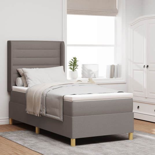 Bokmålsseng med madrass Taupe 80x200 cm Stoff