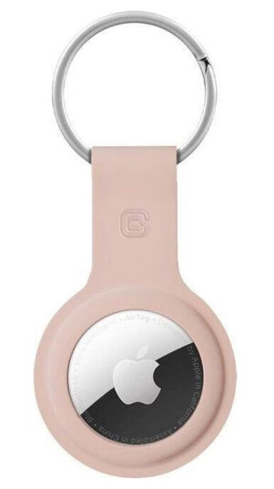 Crong Silikonetui Med Nøkkelring - Beskyttende Etui For Apple Airtag Nøkkelring (Sandrosa)