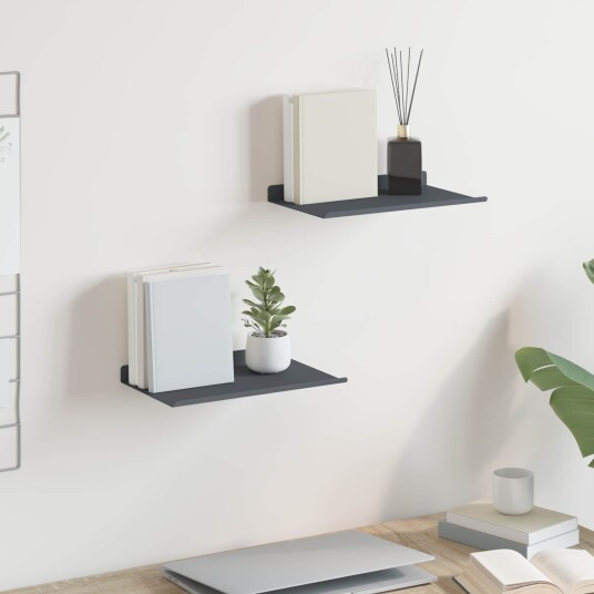 vidaXL Flytende hylle 2 pcs Antrasitt 30 x 18 x 2,5 cm Stål