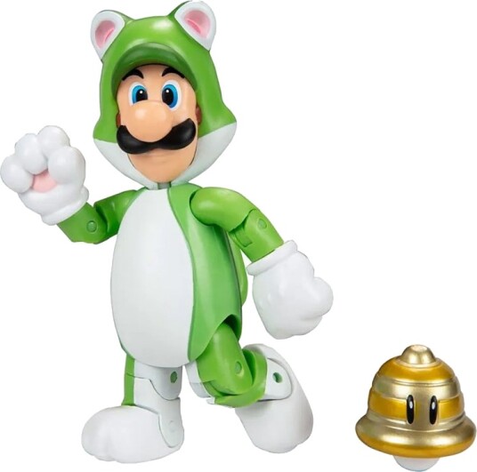 Nintendo Super Mario Figur – 10 cm – Katt-Luigi med Superbjelle