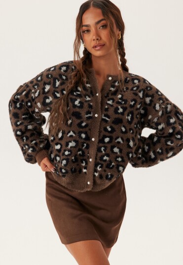 Bubbleroom Fluffy Knitted Pearl Cardigan