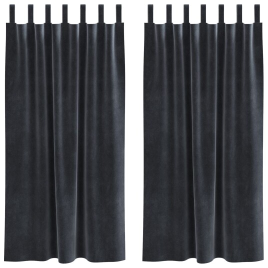  Gardiner med gardiner 2 pcs Mørke grå 140 x 175 cm Fløyel
