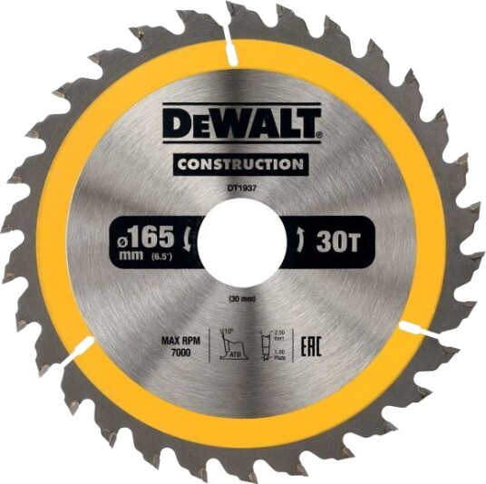 Dewalt DT1937 165 mm Sirkelsagklinge 30T for Tre og Komposittmateriale