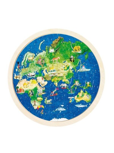 Goki Double Sided Wooden Puzzle - Globe 57pcs. Tre Goki Double Sided Wooden Puzzle - Globe 57pcs. Tre