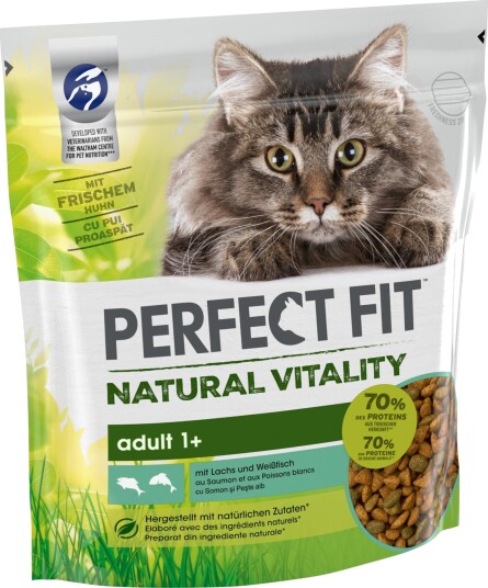 Perfect Fit Tørrfôr Adult Natural Vitality 1+ Laks Og Hvitfisk 650 G