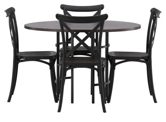 Venture Design Copenhagen Spisebord m. 4 Crosett stoler - Svart Unoliving