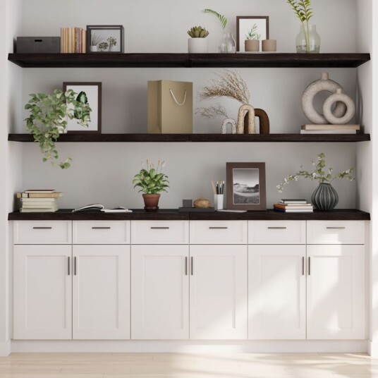 vidaXL Vegghylle m?rkegr? 220x60x4 cm behandlet heltre eik