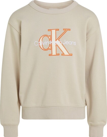 Calvin Klein Collegegenser Omrisset Mono Slottsgrå Calvin Klein 8 år 128 Collegegenser Beige