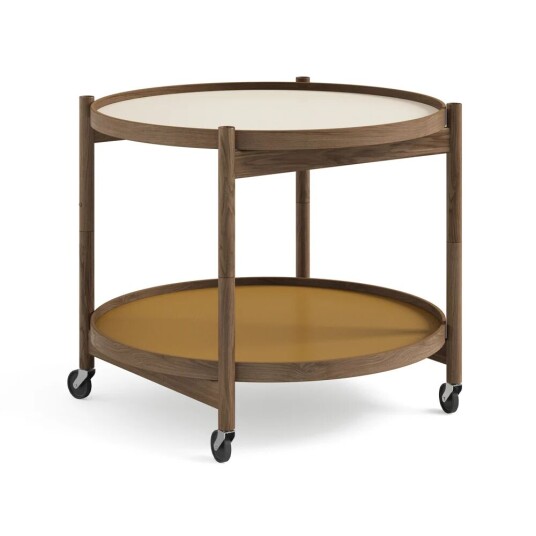 Brdr. Krüger Bølling Tray Table model 60 rullebord sunny, røykoljet eikestativ