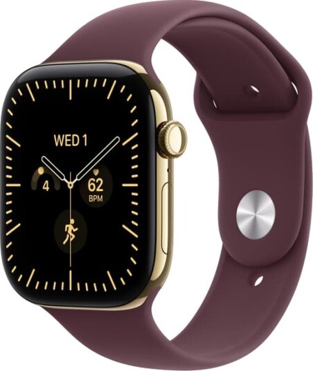 Apple Watch Series 12 46mm CEL (strålende gull titan/vinrød Sport Band) M/L