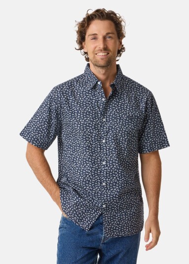 Saint Vincent SV Miami shirt Navy small flower L Kortarmede skjorter