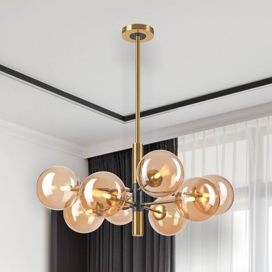 Lamkur Lighting Natalia taklampe 8 lyskilder glass gull