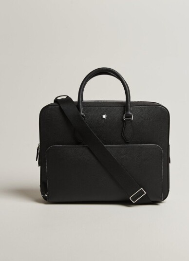 Montblanc Medium Sartorial Leather Briefcase with Pocket Black