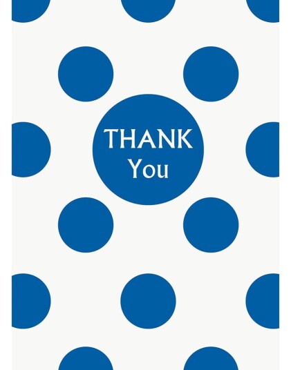 Crosswear 8 stk Thank You Polka Dots Kort i Royal Blå og Hvit