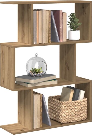 Romdeler bokhylle 3 lag artisan eik 70x24x97 cm konstruert tre