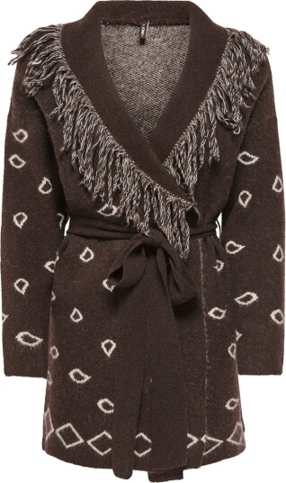 ONLY Onlnew Myra Ls Fringe Cardigan Cs Knt   COFFEE BEAN   XL