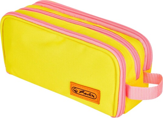 Herlitz Dobbelt Pennal 23,5x11x7,5 Cm Neon Gul/Rosa