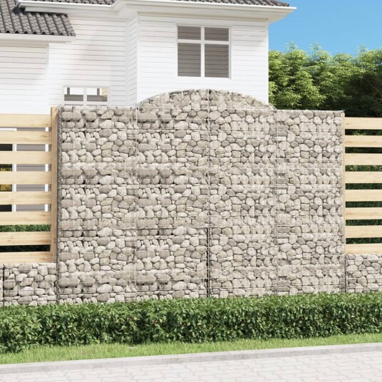 Gabionkurver buede 8 stk 300x50x220/240 cm galvanisert jern Gabionkurver buede 8 stk 300x50x220/240 cm galvanisert jern