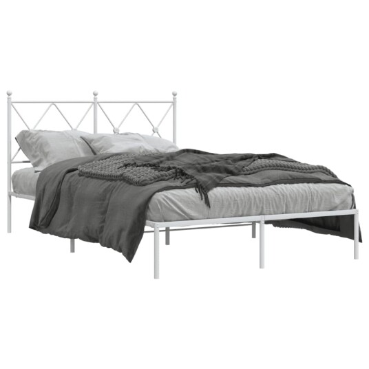  Sengeramme i metall med hodegavl hvit 120x200 cm 8721012374331