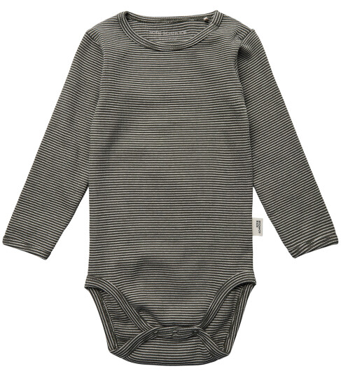 Sofie Schnoor Body L/æ August Forest Green m. Striper 56 Langermet Body Grønn