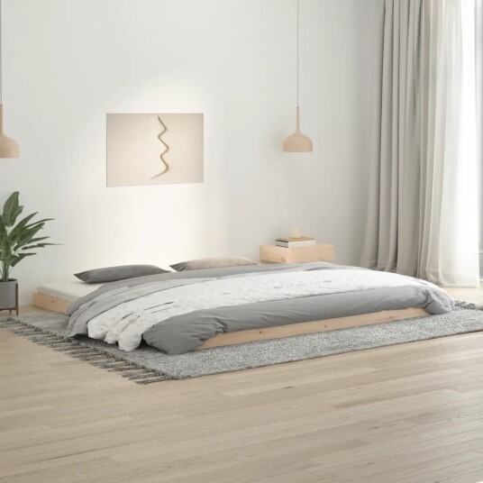 vidaXL Sengeramme 200x200 cm heltre furu 8720845639495