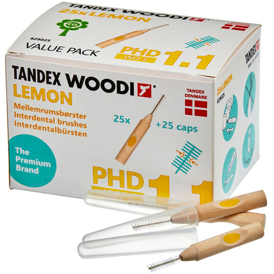25 stk. Tandex Woodi Gap børster ISO 3 LEMON