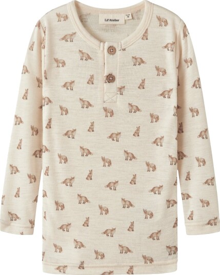 Lil Atelier Nalu Wo/Mo Long Sleeve Slim Top Beige 116