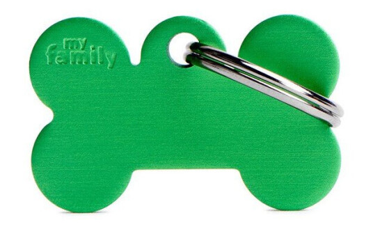 Myfamily Hund ID-brikke Aluminium 30x19 mm Grønn med Gravering