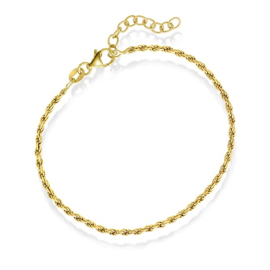 Pan Jewelry, Cordel armbånd i forgylt 925 sølv, 19 cm
