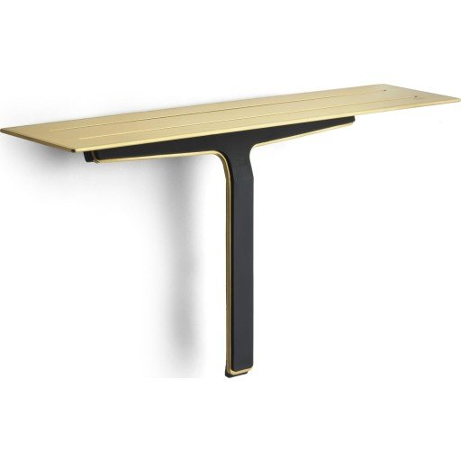 Unidrain reframe soap shelf and shower wiper in brass