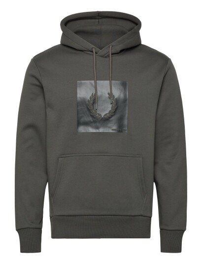 Fred Perry Box Graphic Hooded Sweatsh Grey L