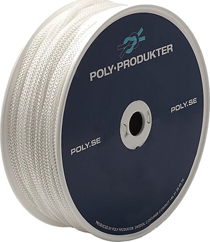 Poly produkter flettet polyesterline hvit 6.0mmx100m Poly produkter flettet polyesterline hvit 6.0mmx100m