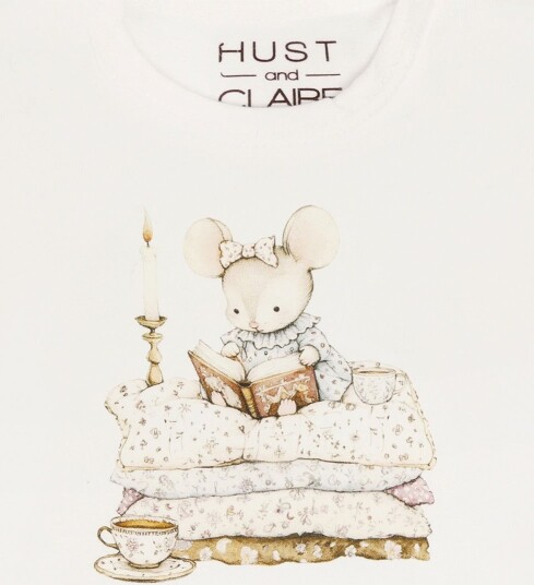 Hust and Claire Body I/e HCBritt Mus Ivory Hust and Claire 2 år (92) Langermet Body Hvit