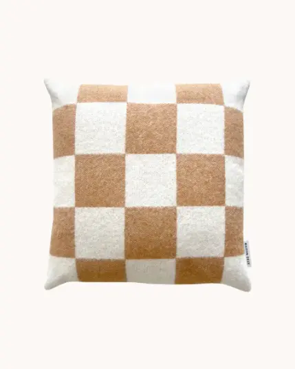 Maison Deux Checkerboard Putetrekk 50x50 Terracotta/Hvit
