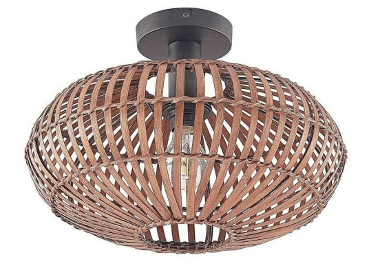 Lindby Majeora taklampe, bambus, mørkebrun