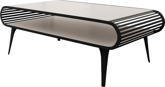 Salvaris Sofabord 120 cm - Svart med beige bordplate