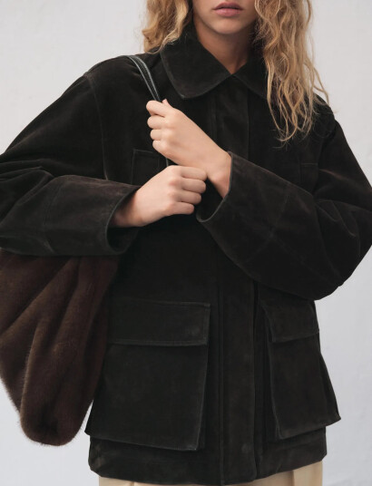 Mango Parka With Velvet-Finish Faux-Fur Collar - Brown - L