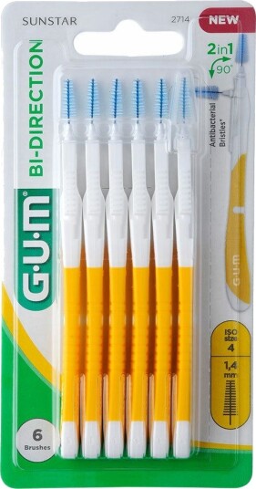 GUM Bi-Direction Gap børster 1,4 mm ISO 4 GUL