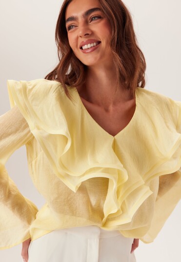 Bubbleroom Occasion Flounce Sheer Blouse