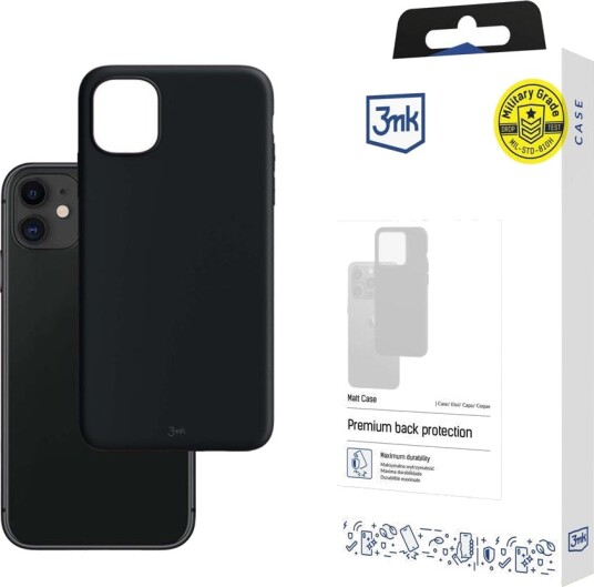 3Mk Matt Mobildeksel for iPhone 11 - Svart TPU med Fallbeskyttelse