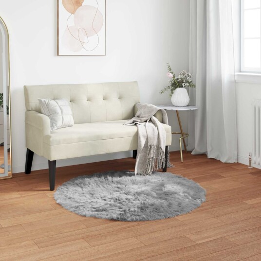  Faux Skinnmatte Tafalla Grå Ø 80 cm Polyester