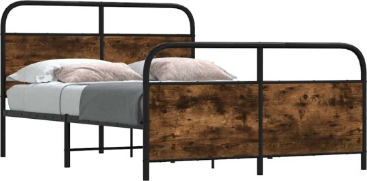  Sengeramme i metall uten madrass røkt eik 137x190 cm 8721158549075
