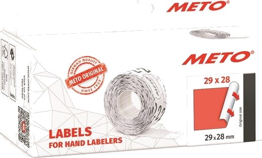 METO Prisetiketter, 29x28mm, neonrd, 5rl/1000
