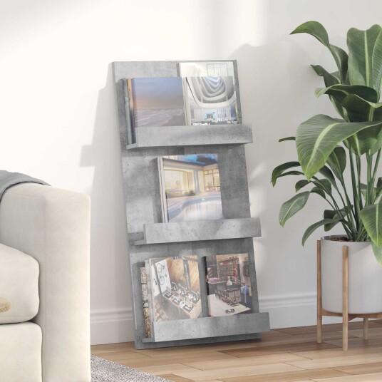 vidaXL Magasinreol med hylle Betonggrå 51 x 11 x 102 cm Konstruert tre vidaXL Magasinreol med hylle Betonggrå 51 x 11 x 102 cm Konstruert tre