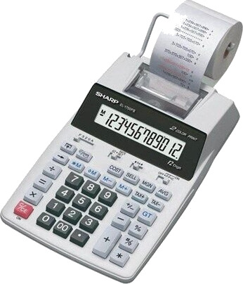 Sharp EL-1750V - Utskriftskalkulator - LCD - 12 sifre - batteri, AC-adapter